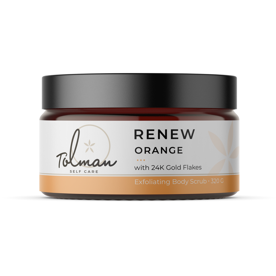 Orange Renew Salt Scrub Exfoliate with 24k Gold